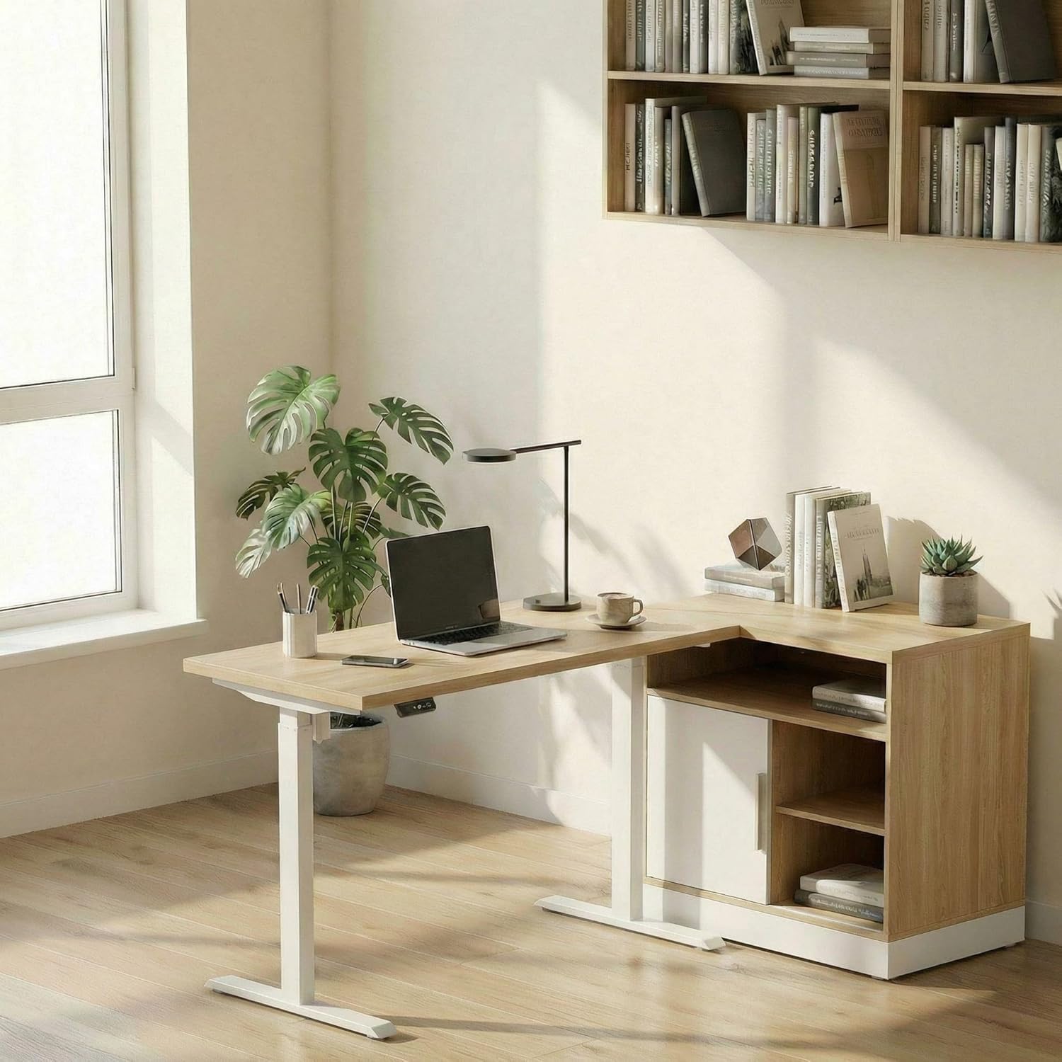 Credenza Office Storage - Meja Kerja Elektrik dengan Kabinet Penyimpanan,
