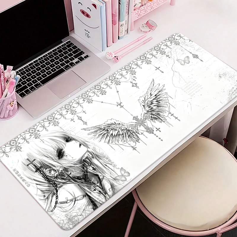 Office Furniture China - Alas Mouse Kulit Hitam Putih Estetika