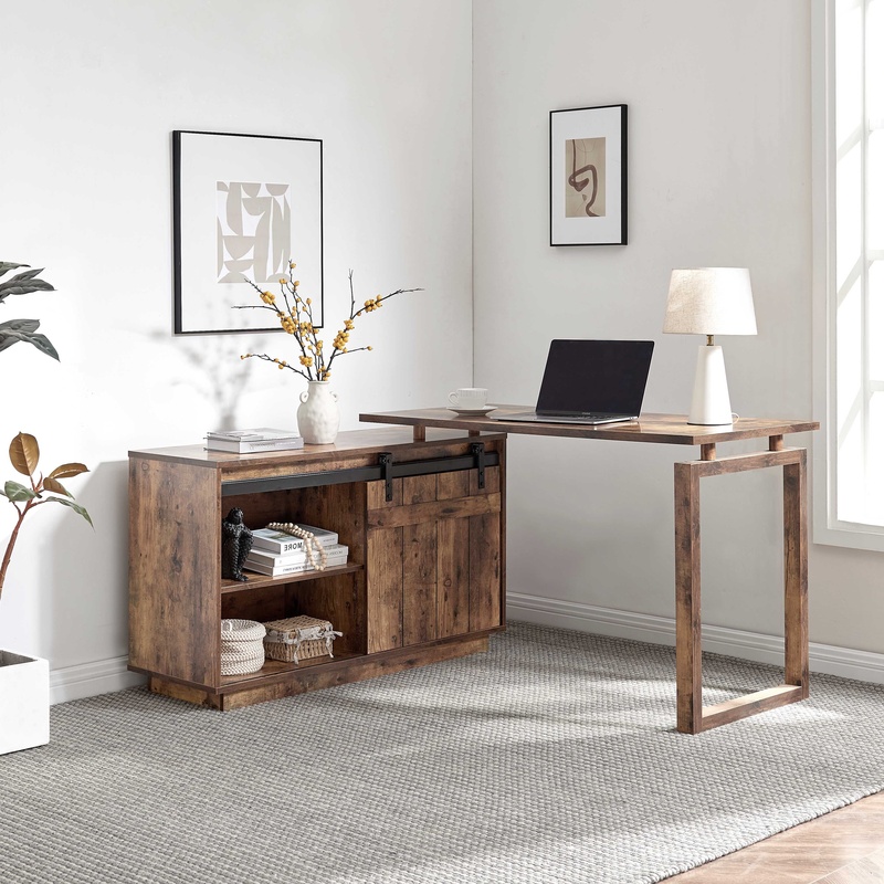 Meja Berbentuk L dengan Penyim - Credenza Office Storage ulasan dan harga