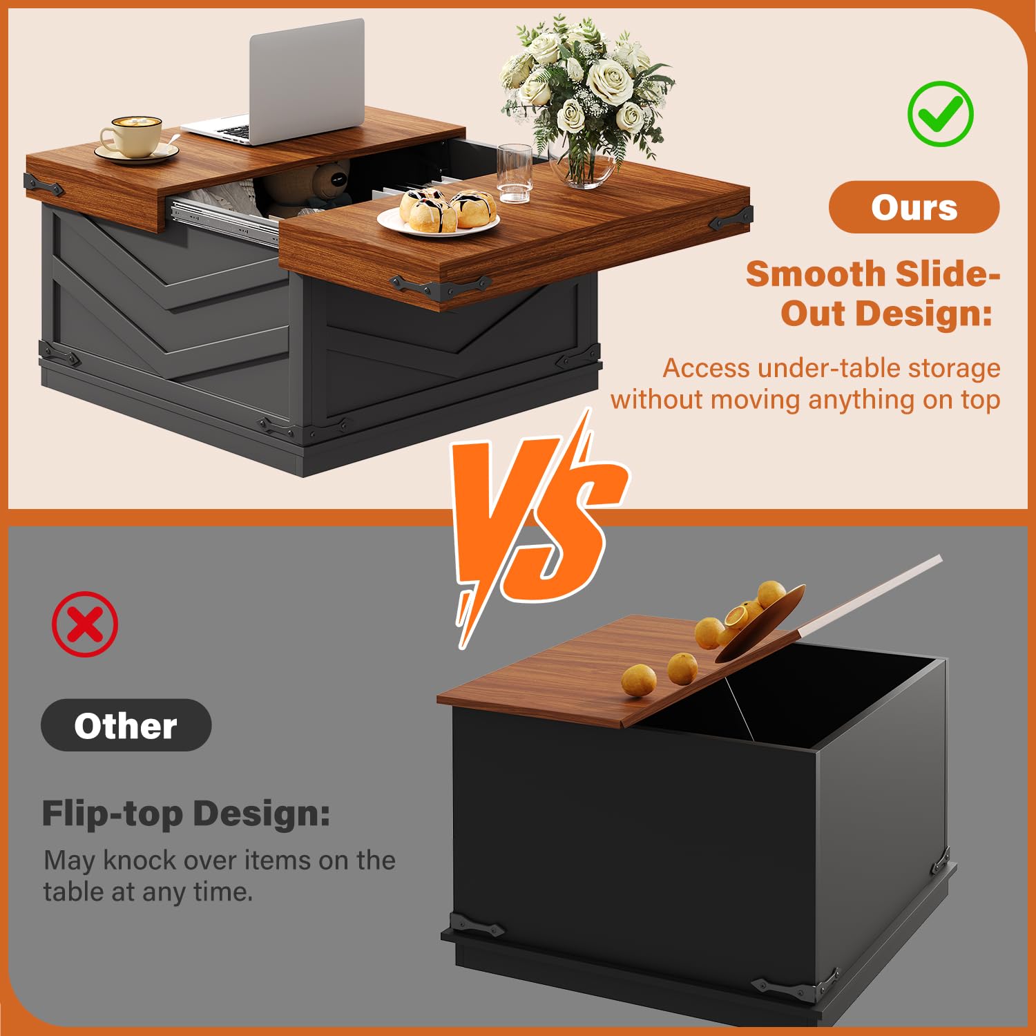 Meja Kopi Lipat dengan Penyimp - Office Furniture Center ulasan dan harga